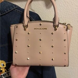 Michael Kors Blush Satchel with Gold Studs